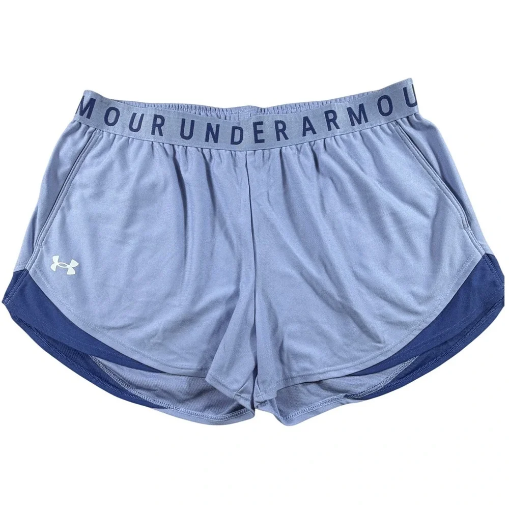 Under Armour Play Up 3.0 Shorts Womens Large Purple Blue Athletic Running